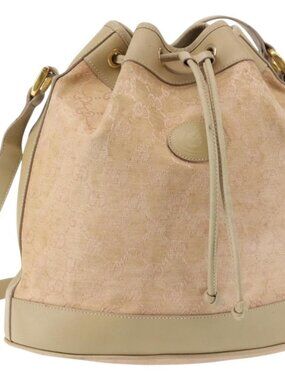 Authentic GUCCI GG Canvas Shoulder Bag Pink Gold 001 86 0533